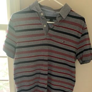Gray with Blue/Red Stripes Polo Medium